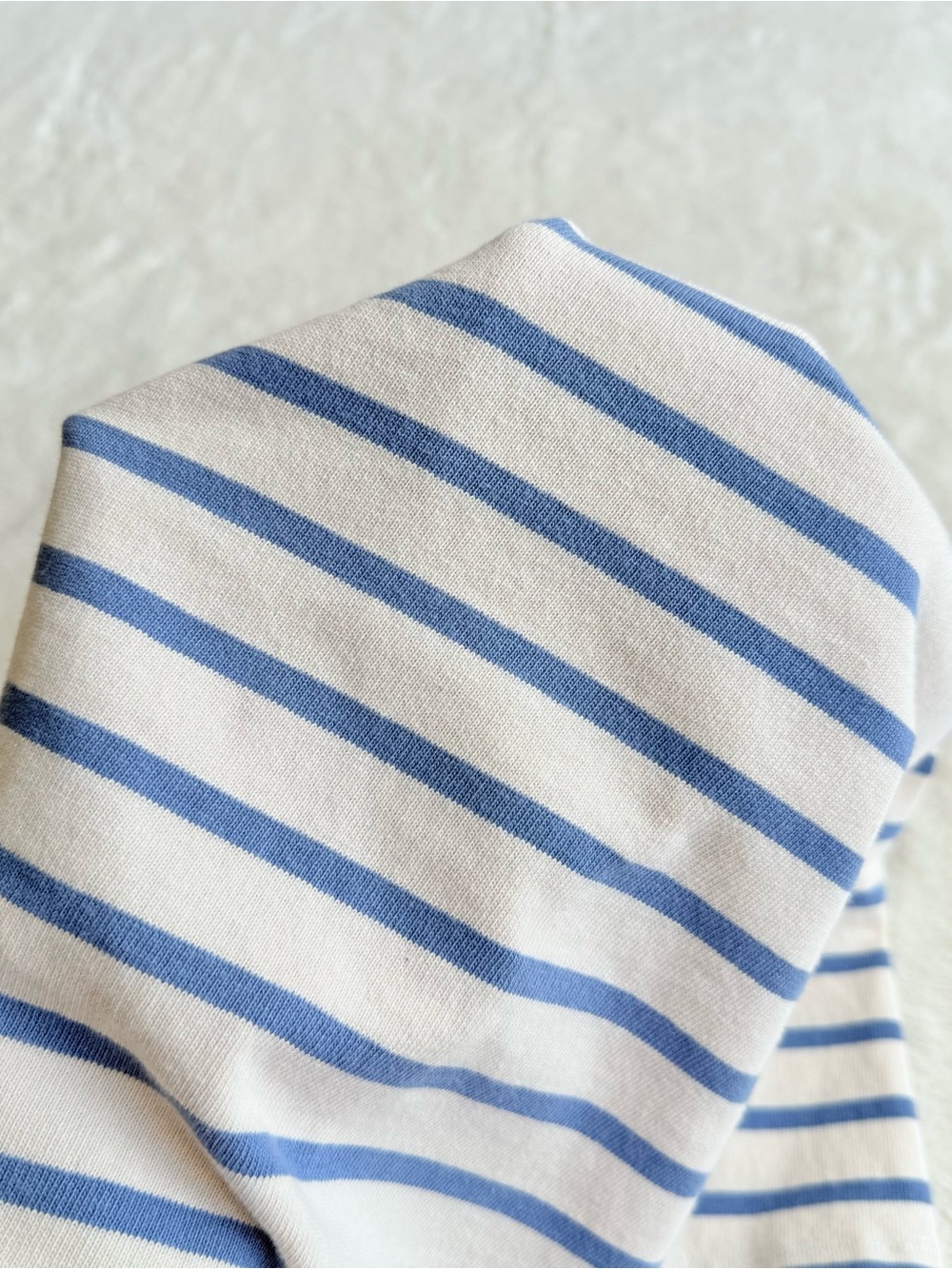 Sezane Colette Cotton Stripes Ivory Blue Crewneck Long Sleeve T-shirt L - Picture 7 of 10